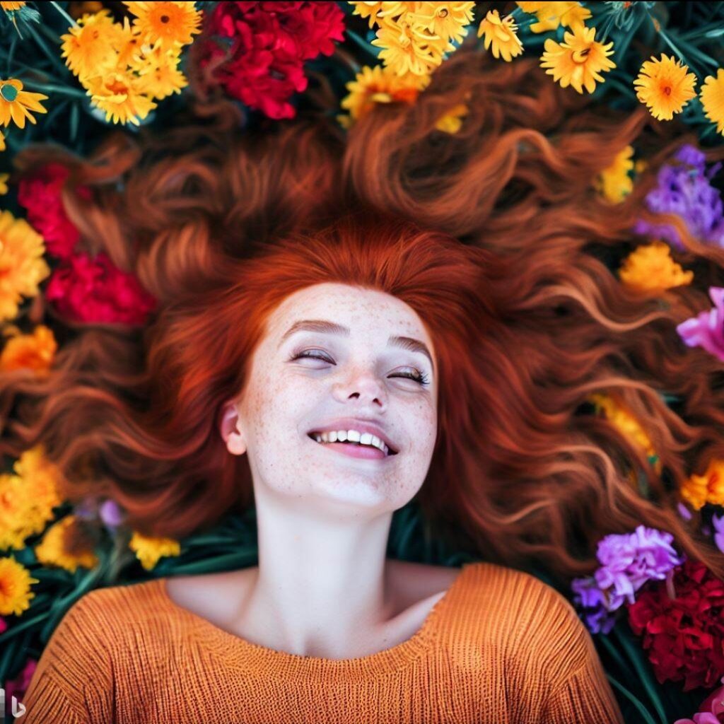 jeune fille allongée dans les fleurs