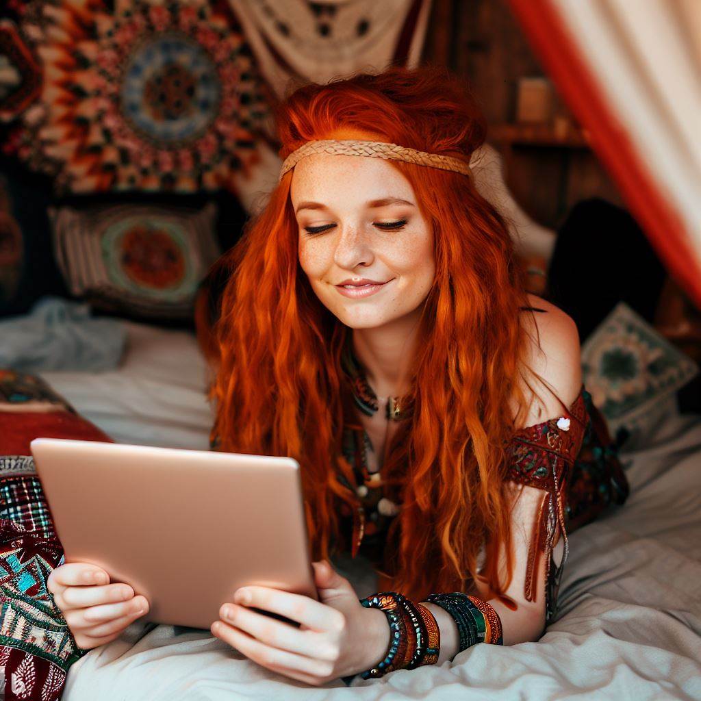 jeune fille regardant son ebook